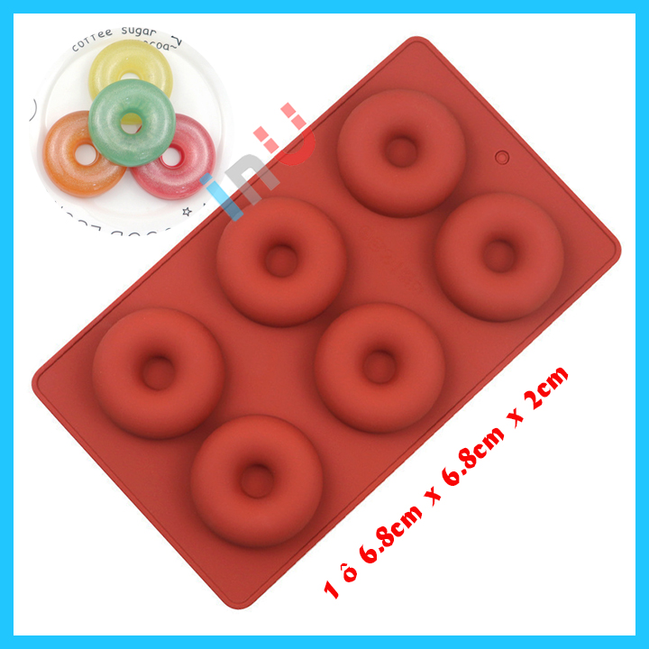 [HCM]Khuôn silicon bánh donut 6 ô nướng bánh đổ rau câu pudding