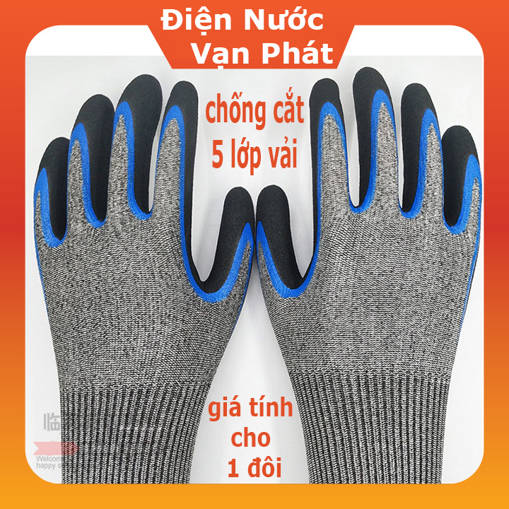 [HCM]Găng tay bảo hộ lao động chống cắt 5 lớp vãi - Găng tay bảo hộ chống đâm xuyên tiêu chuẩn EN388:4131 độ khéo léo cao linh hoạt ôm tay chống giãn chống trơn trượt bao tay bảo hộ cơ khí kỹ thuật làm vườn