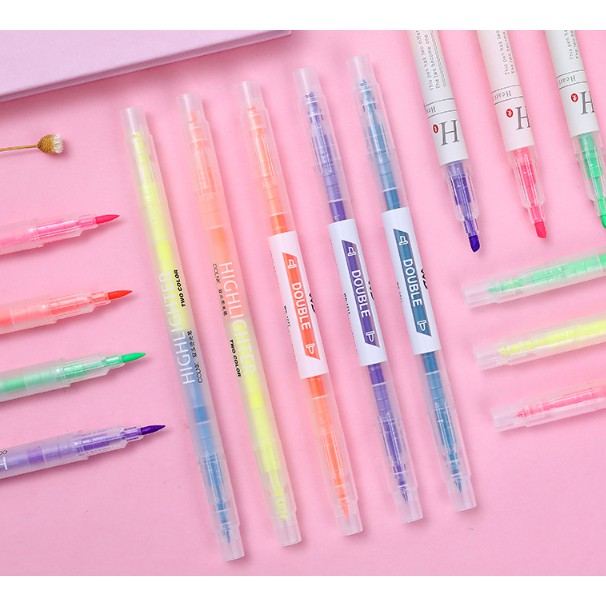 Set 06 Bút đánh dấu 2 đầu - bút highlight - 2 màu