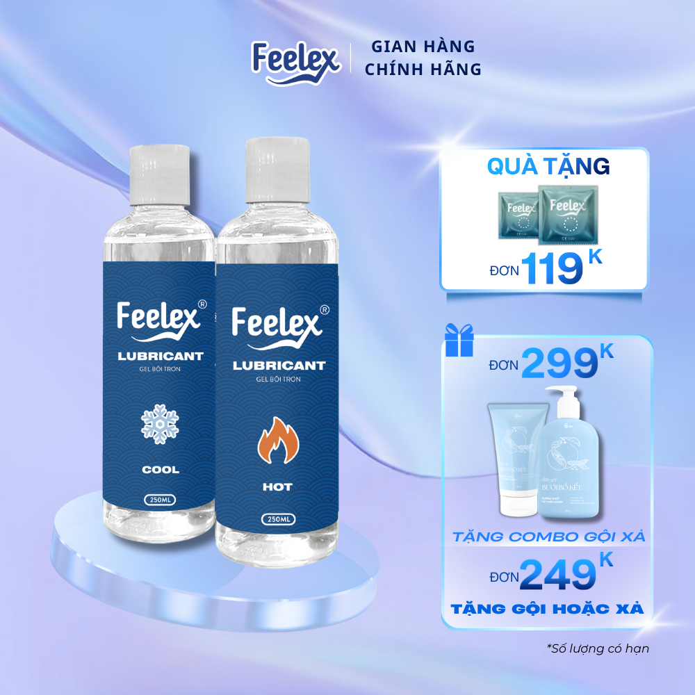 Combo 2 chai gel bôi trơn quan hệ ấm nóng - mát lạnh Feelex Lubricant Cool - Chai 250ml