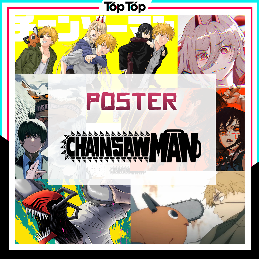 Poster A3 Chainsaw Man decal cực xịn , tranh dán tường anime Chainsaw Man bóng decor treo tường CSM