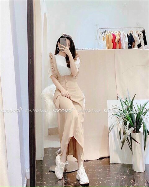 Sét váy yếm kate nữ cực xinh