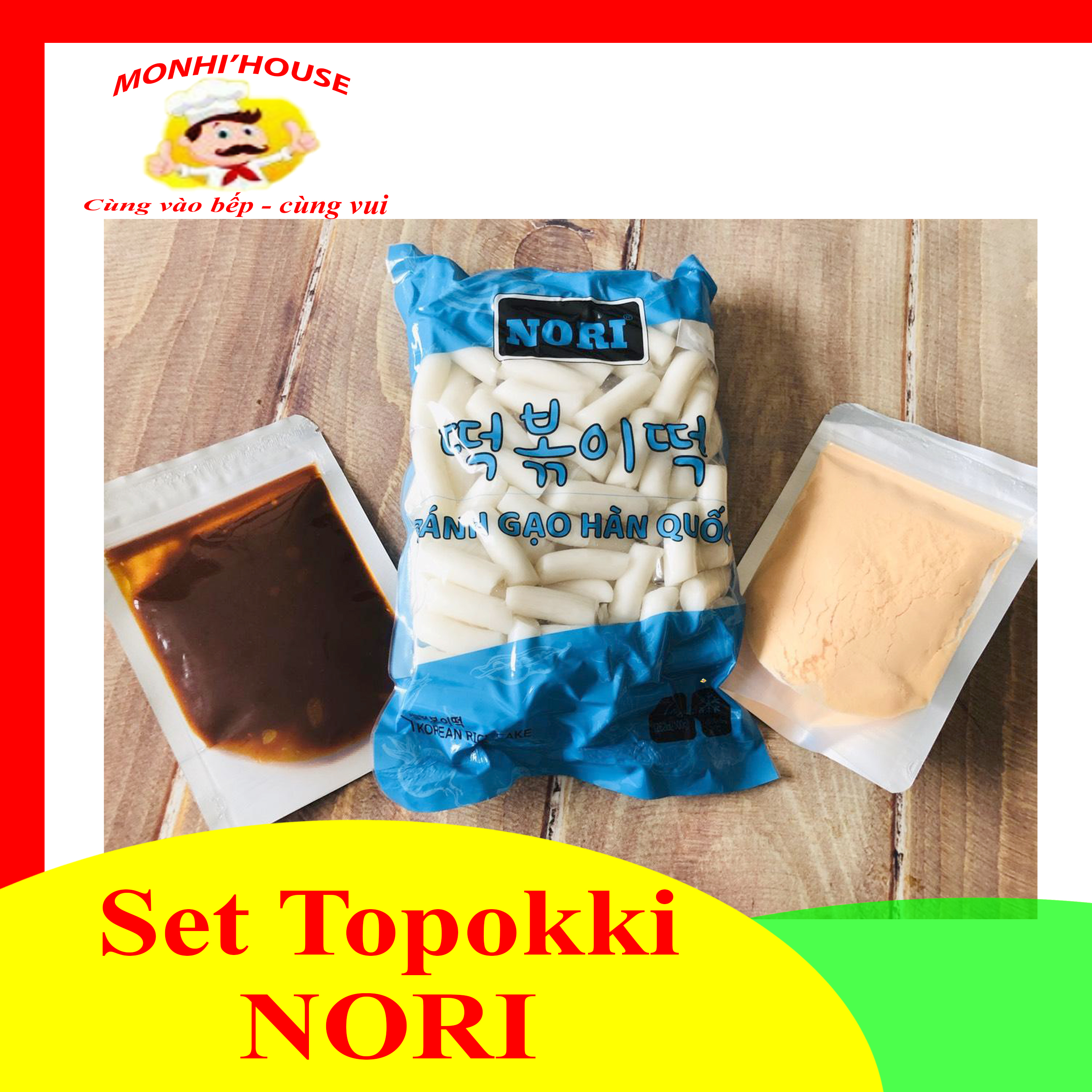 1kg bánh gạo toppokki  Nori kèm 100g bột phô mai và 100g nước sốt tương Hàn Quốc_Doanvatgiasi
