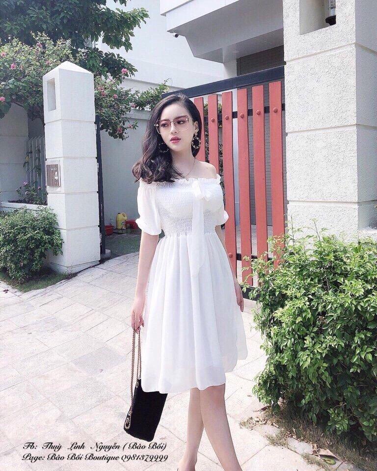 Đầm xòe trễ vai tts005
