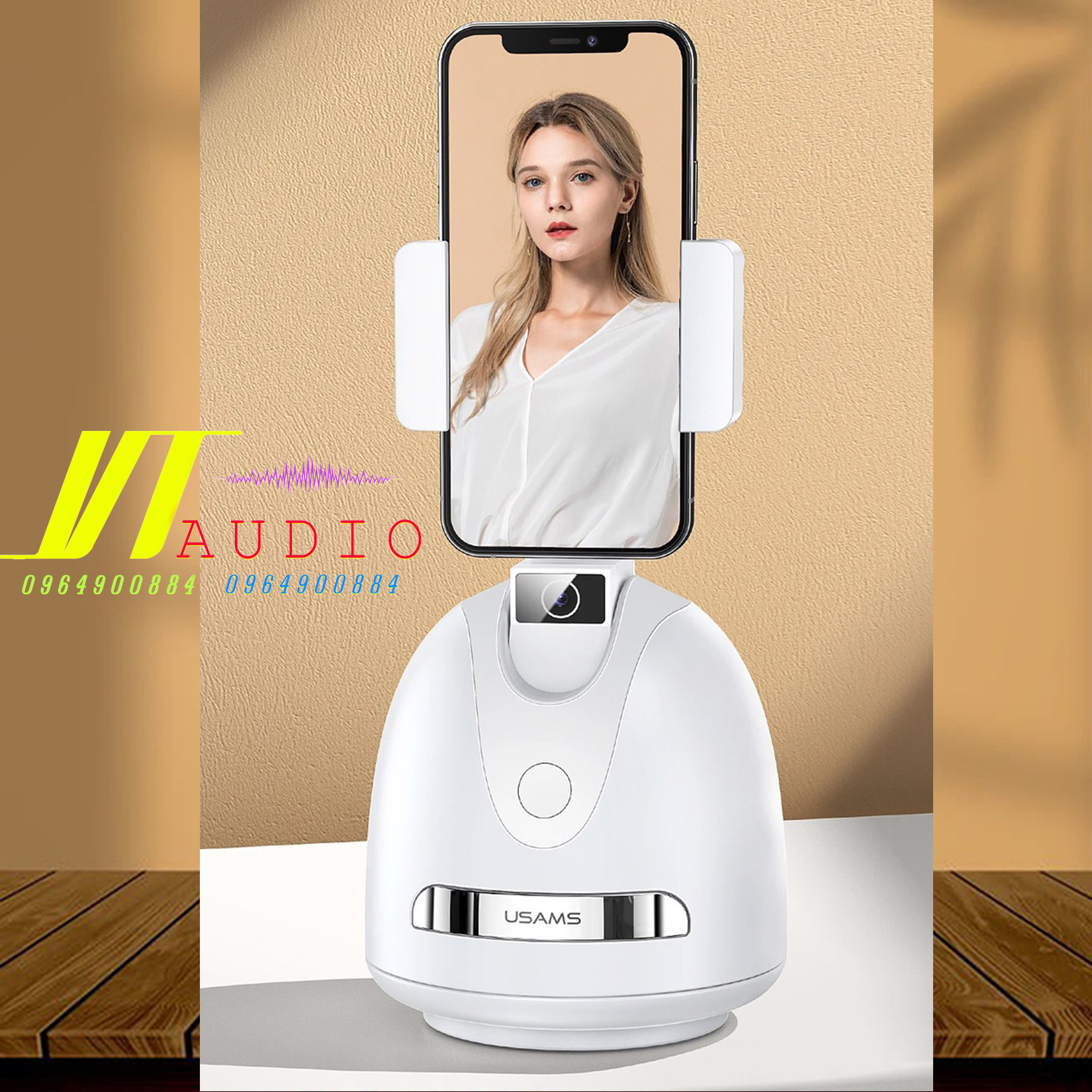 Giá đỡ điện thoại thông minh xoay 360 ° không dây bluetooth điều khiển từ xa , giá đỡ điện thoại usam us-zb239s