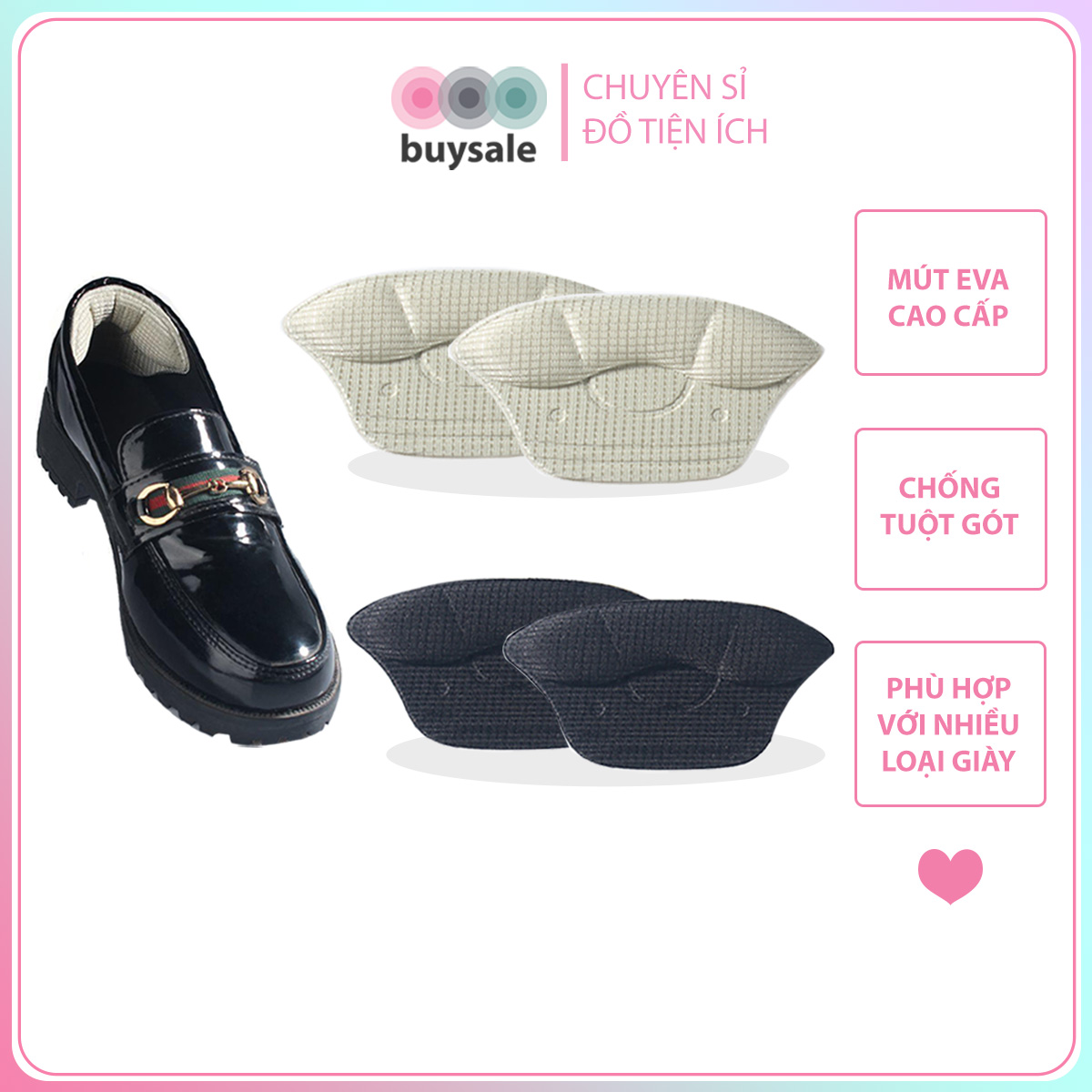 Miếng lót giày giảm size chống trầy gót chân êm chân khi mang giày dành cho nam và nữ - Buysales - BSPK230
