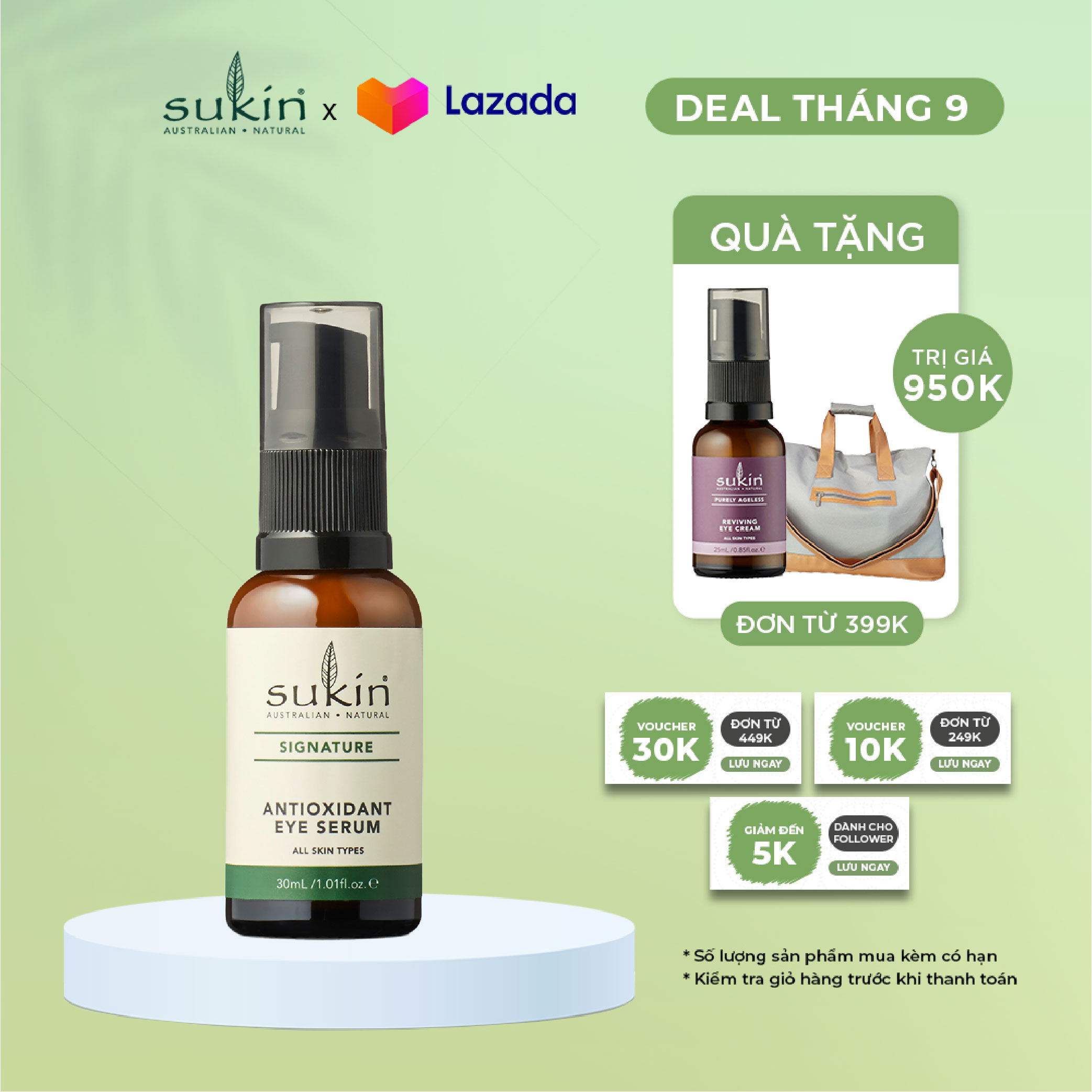 Serum Cải Thiện Nếp Nhăn Vùng Da Quanh Mắt Sukin Signature Antioxidant Eye Serum 30ml