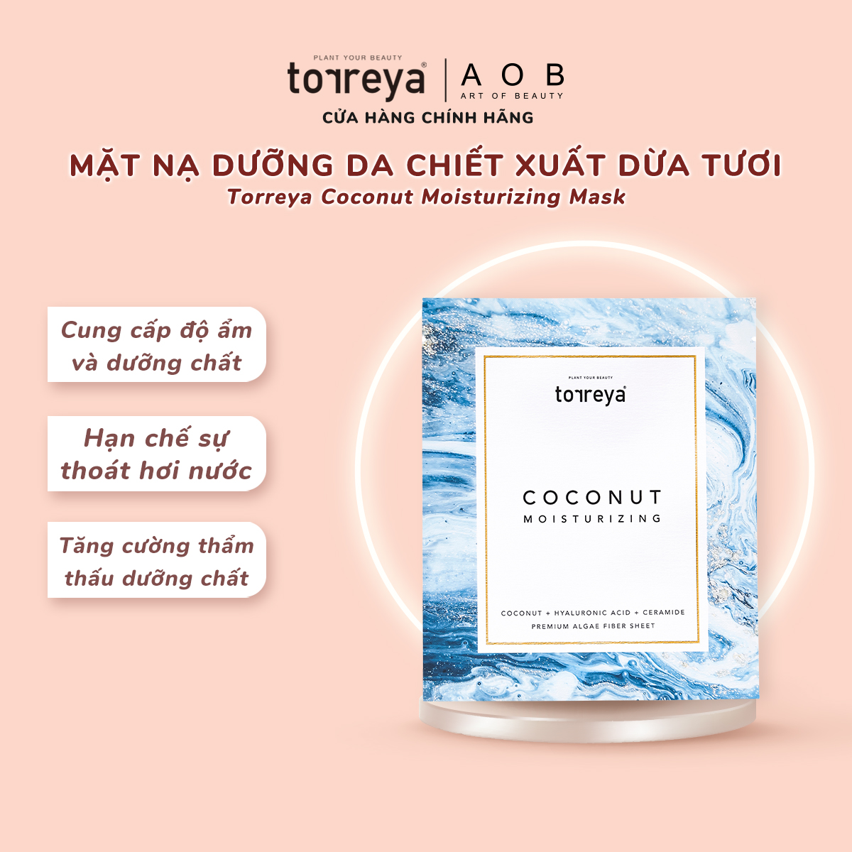 [Combo 5] Mặt Nạ Dưỡng Da TORREYA COCONUT MOISTURIZING MASK, Chiết Xuất Từ Dừa Tươi (25gr)