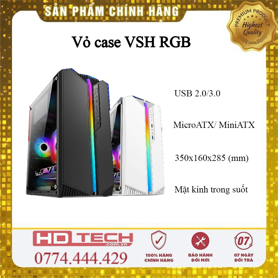 Vỏ case máy tính VSH RGB bên trong suốt
