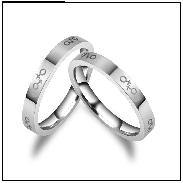 1 Chiếc NHẪN ĐÔI INOX KÝ HIỆU THỜI TRANG(Mua 2 chiếc tặng kèm hộp nhẫn) -QC05