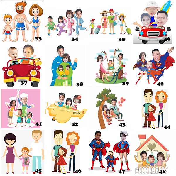 Chibi gia đình- chibi trang trí sinh nhật