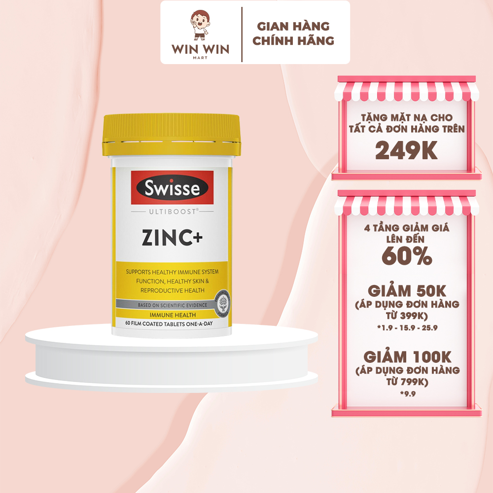 Viên Uống Bổ Sung Kẽm Swisse Ultiboost Zinc 60 Viên Chính Hãng Úc Chính Hãng