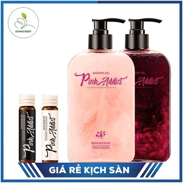 Sữa Tắm Nước Hoa Pink Addict DIY 400ml Tự Pha Perfume Shower Gel siêu lưu hương - trắng da dưỡng ẩm - hương thơm huyền bí quyến rũ dễ thương