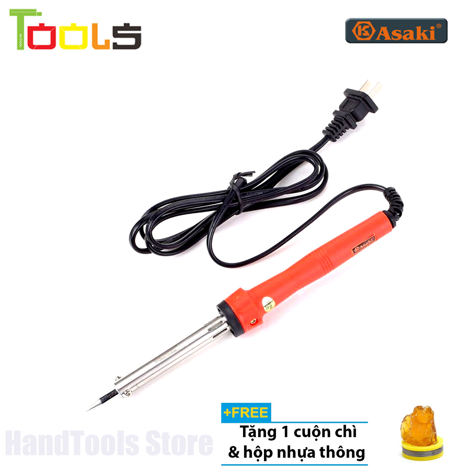 Mỏ hàn chì - Mỏ hàn thiếc 60W Asaki - Tặng 1 cuộn thiếc và 1 hộp nhựa thông