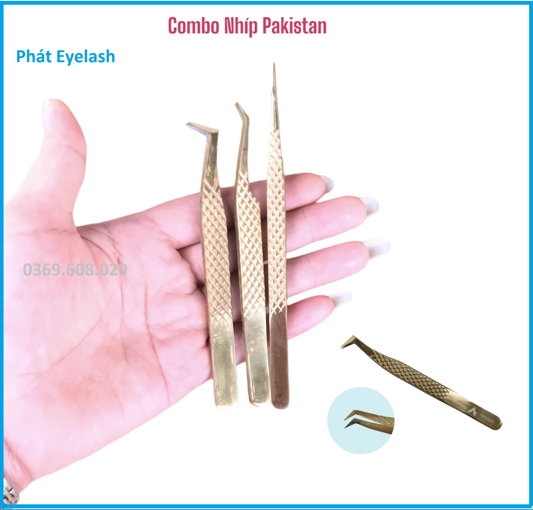 Combo 3 cây nhíp nối mi cao cấp_nối classic,volume set nhíp pakistan tạo fan, tách gắp mi, nối classic loại cao cấp