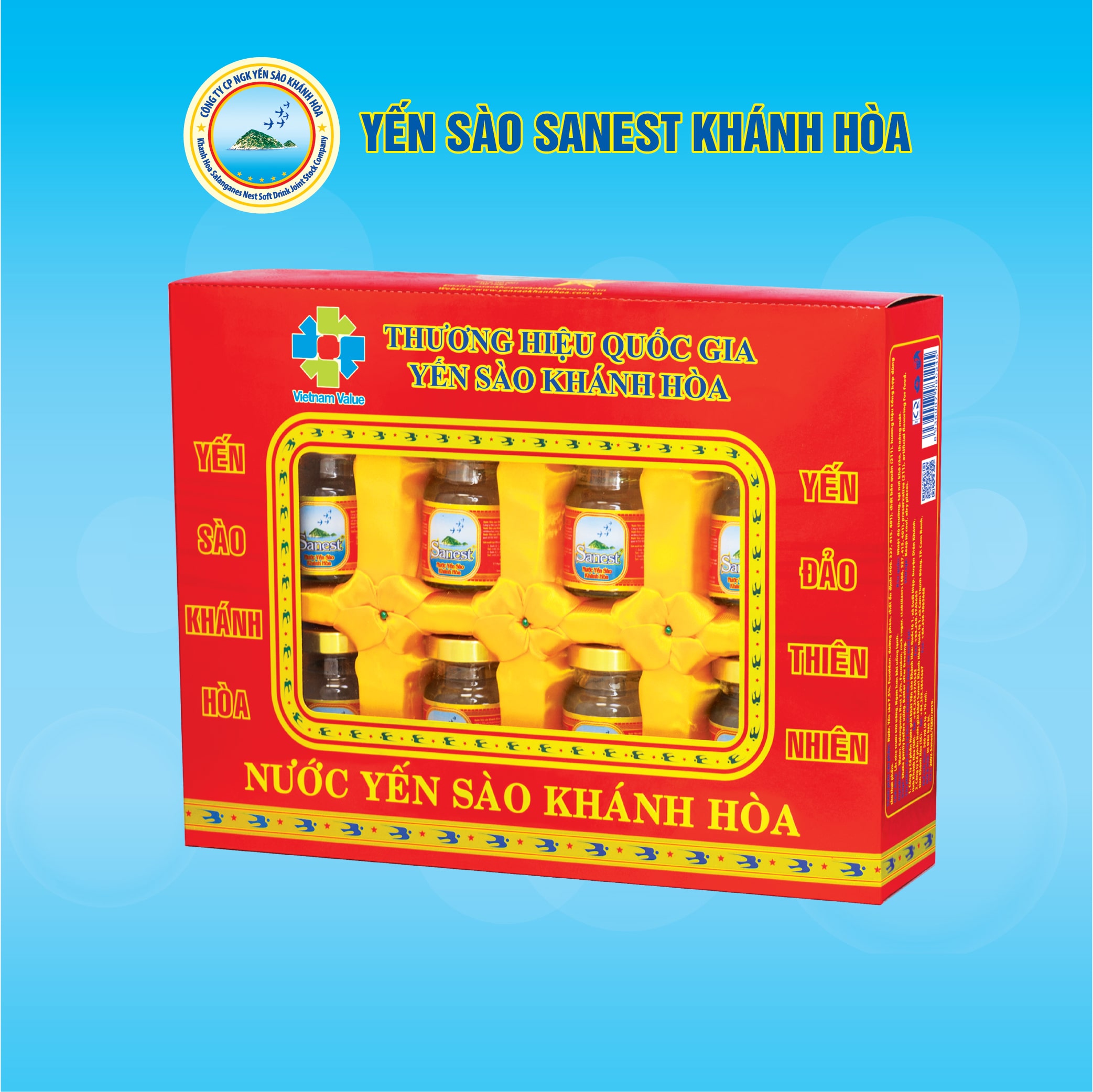 Nước Yến sào Khánh Hòa Sanest CÓ ĐƯỜNG - Hộp 08 Lọ, Hộp 06 Lọ 70ml, Yến sào 7.5% dành cho mọi độ tuổi. KÈM TÚI XÁCH
