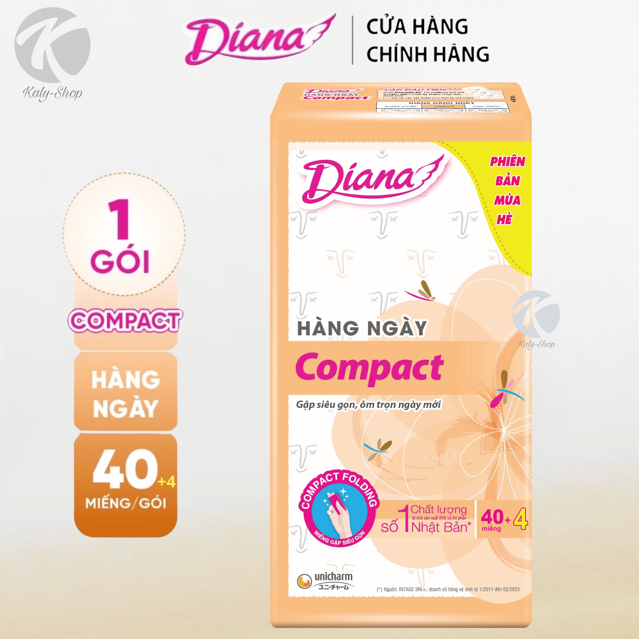 Băng Vệ Sinh Diana Hàng Ngày Compact Gói 40 Miếng