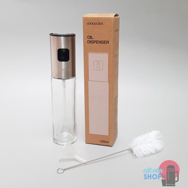 Bình xịt dầu ăn thủy tinh nắp inox Lock&Lock dung tích 100ml kèm phễu rót và cọ rửa CKO109 sử dụng kèm với nồi chiên không dầu , món nướng, salad