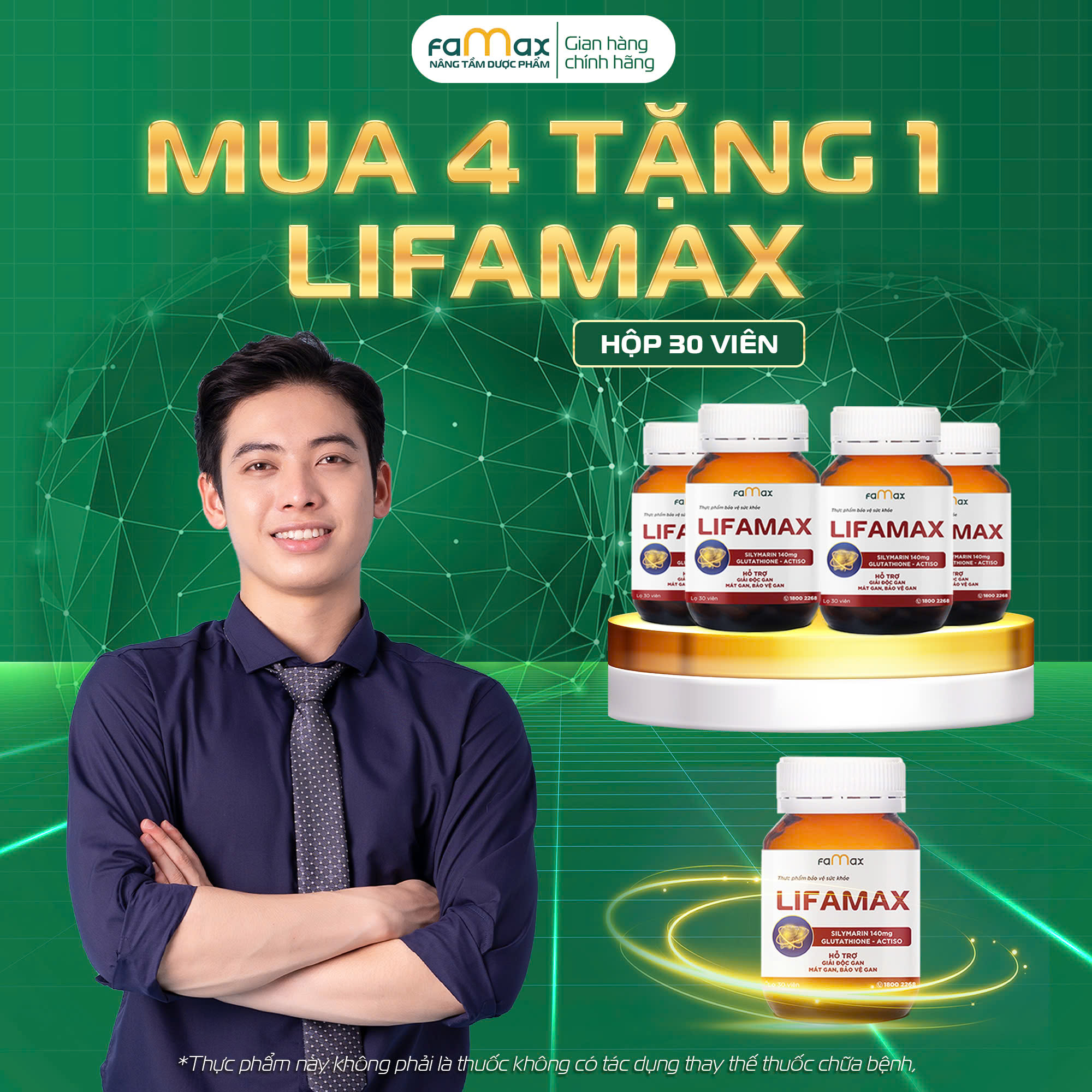 Combo 4 TẶNG 1=5 Hộp Giải Độc Gan Lifamax – Hỗ Trợ Mát Gan, Bảo Vệ Gan (Hộp 30 Viên TPBVSK)