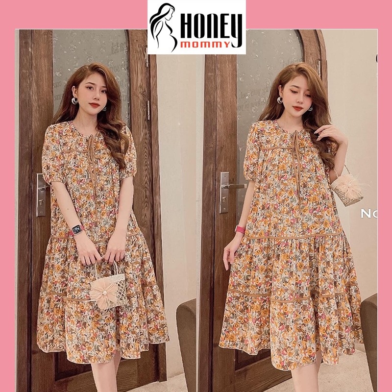 Giảm giá Váy bầu cổ bèo thắt nơ dáng suông đuôi cá ngắn tay hd2631 honey  mommy đầm bầu mùa hè công sở đi chơi đi tiệc  BeeCost