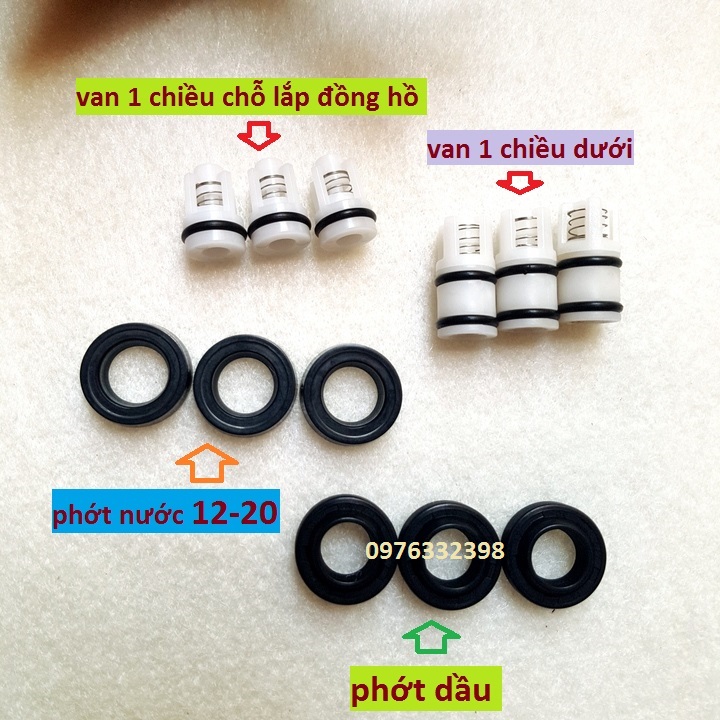 Bộ phớt - van một chiều máy bơm rửa xe mini dùng phớt 12-20, phụ kiện thay thế máy rửa xe gia đình