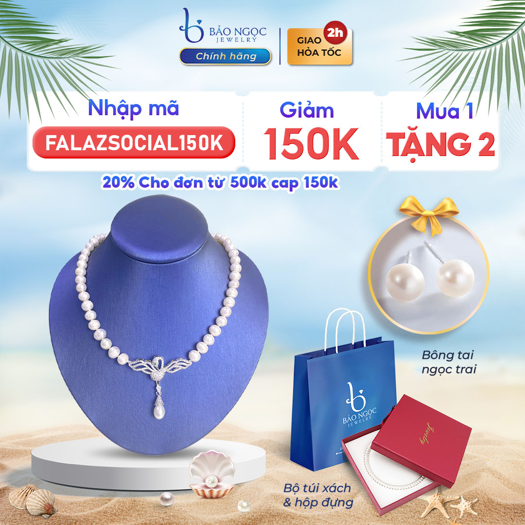 Vòng Ngọc Trai Cao Cấp, Chuỗi Ngọc Trai Nuôi Nước Ngọt, Chuỗi Ngọc Trai Gắn Mặt Thiên Nga Sang Trọng, Dây Chuyền Ngọc Trai Tặng Mẹ, Bà Qúy Phái - DB0702 - Bảo Ngọc Jewelry