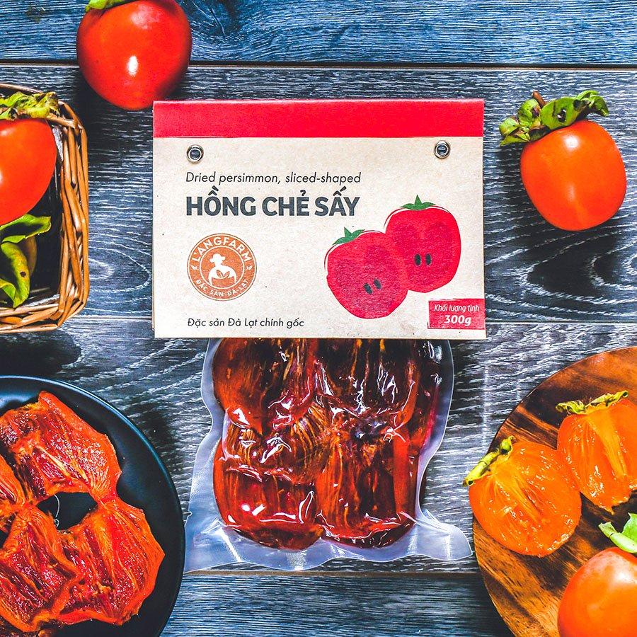 Hồng chẻ sấy dẻo l'angfarm - đặc sản đà lạt 300g/bịch, mẫu hút chân không