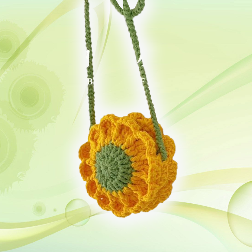 Túi đeo chéo hoa Hướng dương bằng len handmade Tadaso