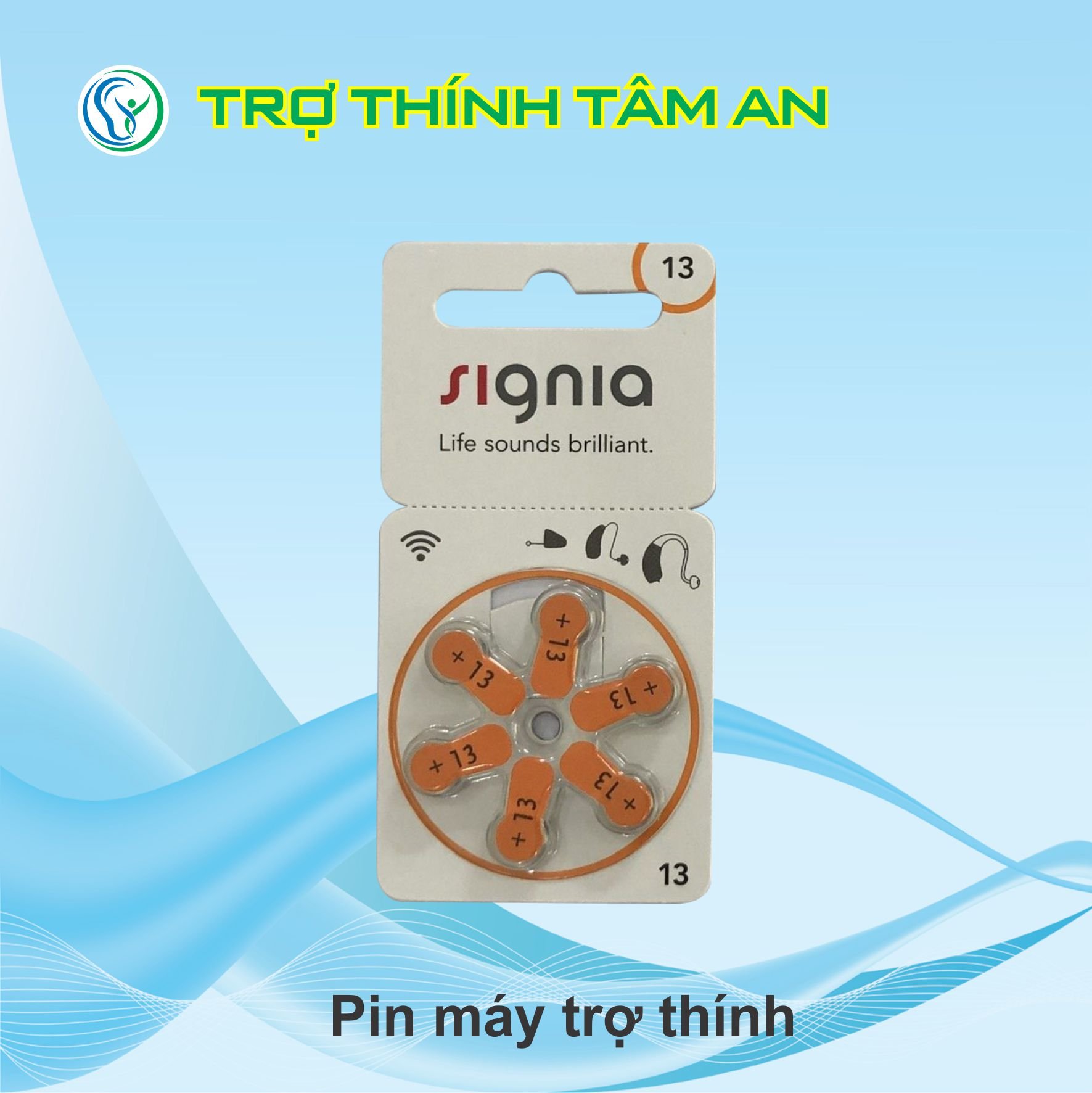 Pin trợ thính Signia 13 - hàng chính hãng, dùng cho máy trợ thính ngoắc sau tai công suất P, Pure 13, ITE 13