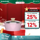 Nồi phủ sứ Nano đáy từ Sunhouse Healthy SHG7979MP20-24 - Chống dính Nano Ceramic - Dùng mọi loại bếp