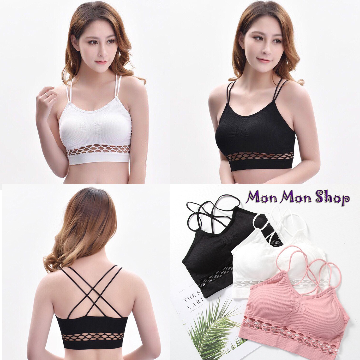 Áo bra đi biển, áo ngực thể thao chân ren dây chéo
