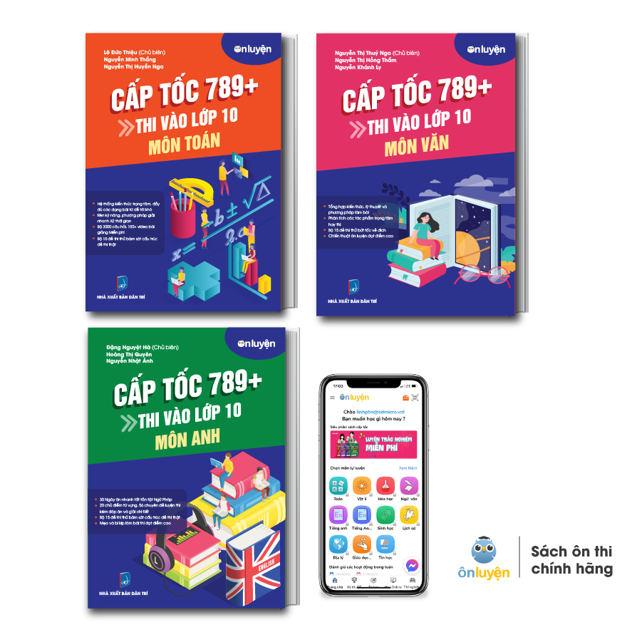 Sách thi vào 10 - Combo 3 cuốn Cấp tốc 789+ môn Toán, Văn, Anh - Nhà sách Ôn luyện