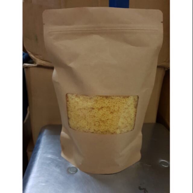 1kg zip giấy có cửa sổ/ túi zip giấy kraft có cửa sổ đựng hoa quả sấy, hạt khô