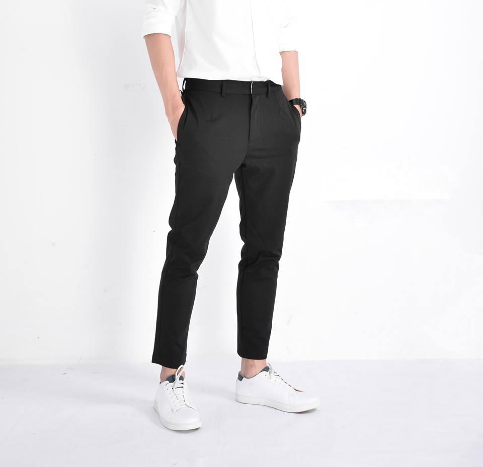 Quần âu nam Hàn Quốc, quần tây nam đen dáng ôm vải co giãn không nhăn Cao Cấp, thiết kế đơn giản dễ phối trang phục