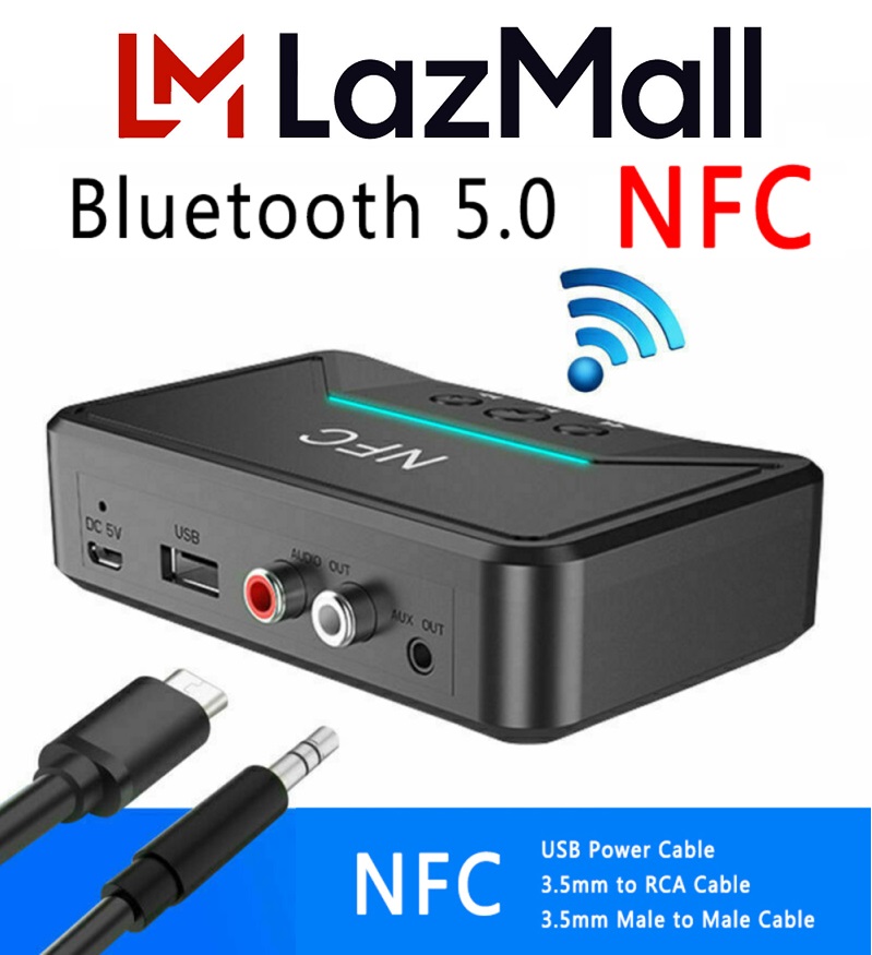 LazMaIILazada Đầu Nhận Bluetooth Cho Loa Thiết Bị Bluetooth Cho Amply Thiết bị nhận Bluetooth, NFC cho loa và Amply BT200 - Hộp Bluetooth âm thanh không dây BT200 NFC V5 Cao Cấp