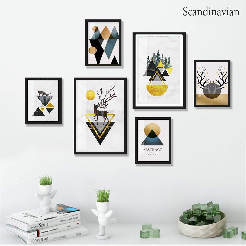 Bộ 6 khung tranh treo tường decor phòng chủ đề Scandinavian