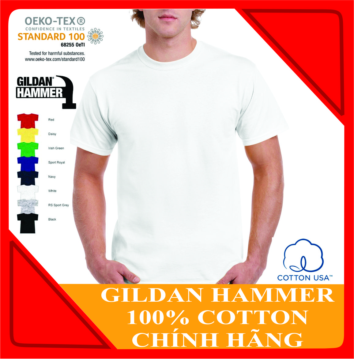 Áo thun Gildan Hammer (Màu trắng) chuẩn chính hãng - 100% cotton