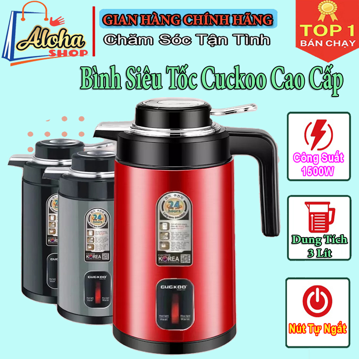 ● Ấm Đun Nước Siêu Tốc Cuckoo GD-ST30, Ấm Siêu Tốc Kiêm Phích Nước Giữ Nhiệt Dung Tích 3L, Công Suất 1500W Tự Động Ngắt Khi Sôi - Bình Đun Siêu Tốc, Bình Đun Nước Siêu Tốc Cao Cấp, Bình Siêu Tốc, Ấm Đun Siêu Tốc, Bảo Hành 12 Thán