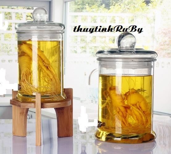 Bình Thủy Tinh Trụ TRƠN Ngâm Rượu 8 Lít (Không Vòi, Không Đế), Bình Thủy Tinh Ngâm Rượu Hình trụ tròn, Hũ Ngâm Ruou, Bình Ngâm Trái Cây, Binh Sam, Hu Lo Ngam Nhan Sam