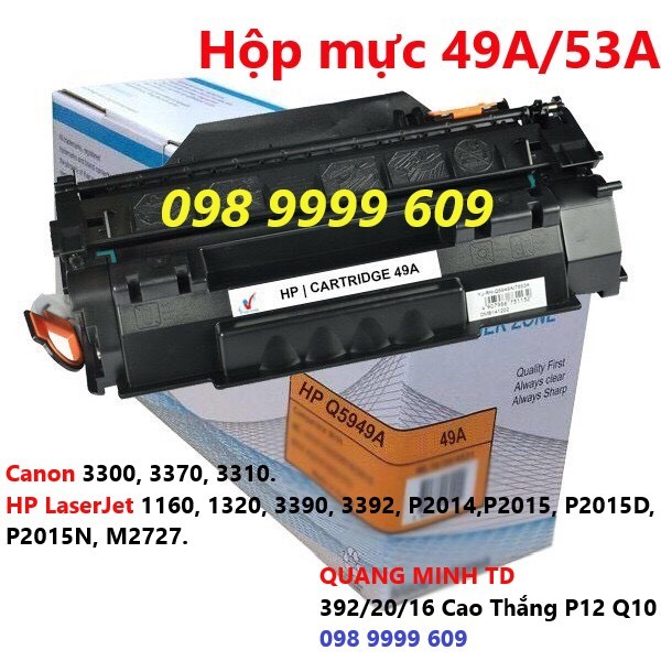 Hộp mực 49A/53A/308/315 - HP 1160,1320,3390,3392,P2014,P2015,P2015D,P2015N,M2727