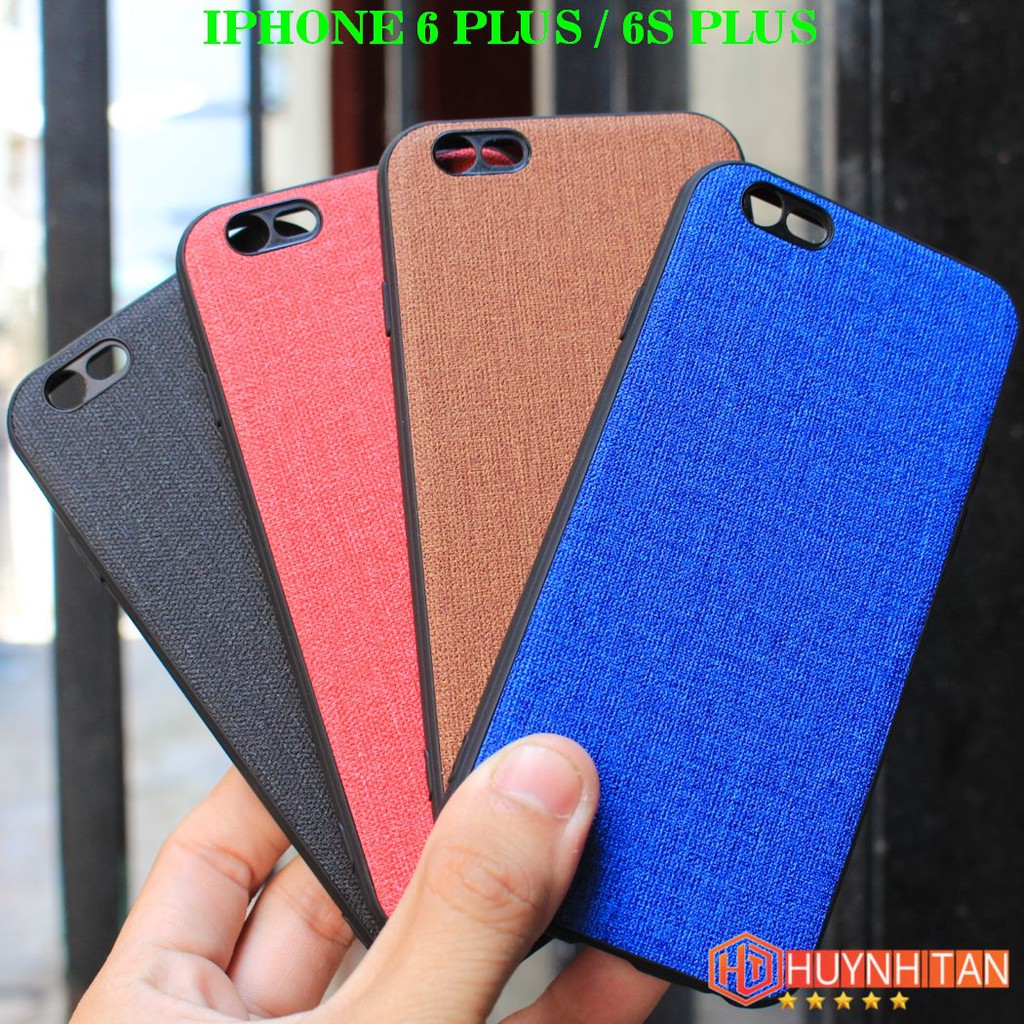 Ốp lưng iphone 6 plus, 6s plus chống vân tay viền đen nhựa cứng vải jean 1 màu phụ kiện điện thoại huỳnh tân store