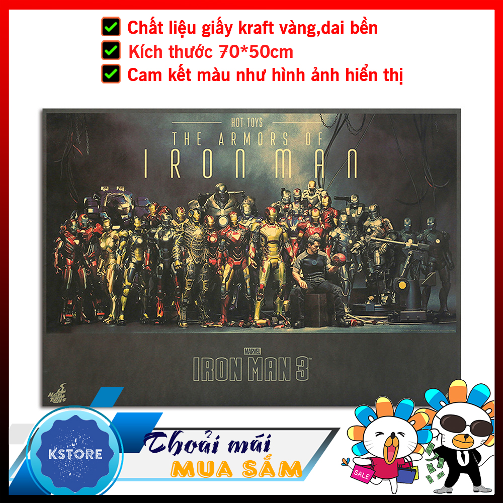 [ K072 ] Tranh treo tường poster tấm áp phích cỡ lớn trang trí về IRON MEN các loại áo giáp của iron - Kstore