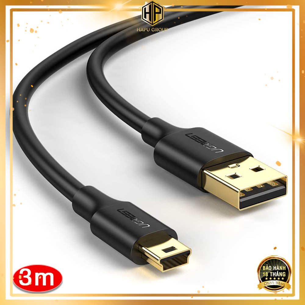 Cáp usb 2.0 to usb mini ugreen 10386 dài 3m mạ vàng chính hãng - hapugroup