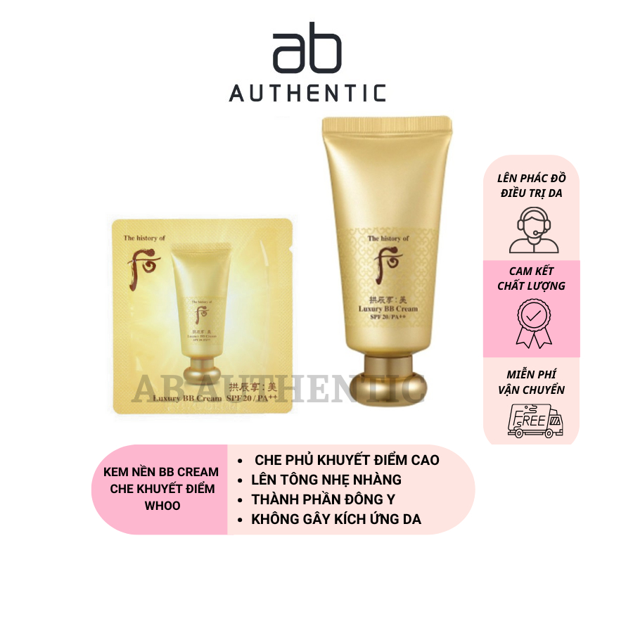 Combo 10 Gói Sample Kem nền Whoo trang điểm cao cấp Luxury BB Cream - AB AUTHENTIC