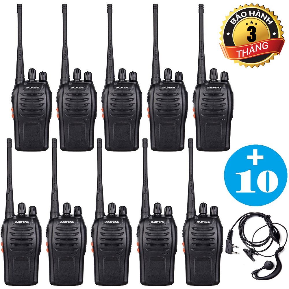 Bộ 10 Baofeng BF-888S + 10 Tai Nghe Chuyên Dụng - BH:3 Tháng