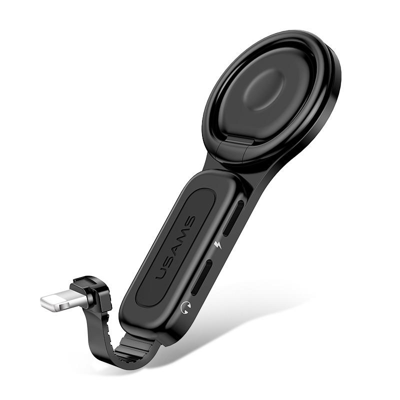 Củ sạc tích hợp bộ chuyển đổi âm thanh cho iphone usams us-sj274 au06 dual lightning ring holder adapter