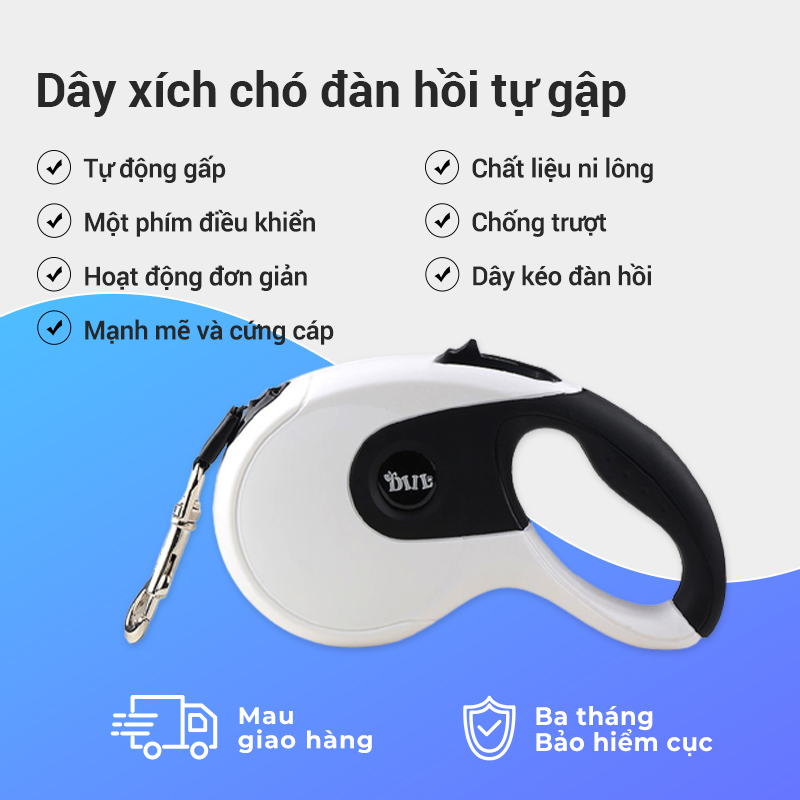 Dây dắt chó tự động thu gọn 5m