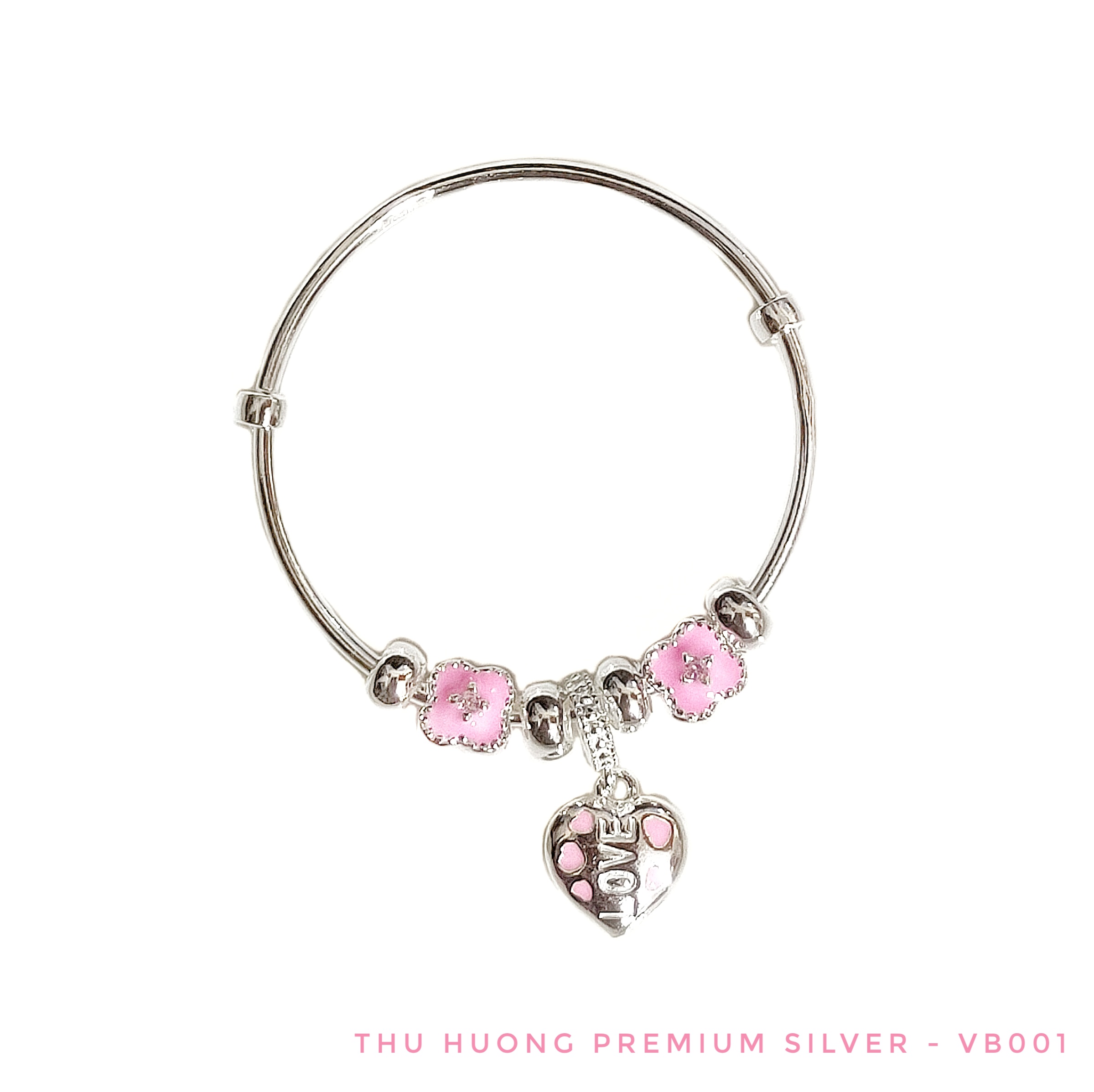 Vòng tay bạc em bé cao cấp s990 vb001 - thu huong silver