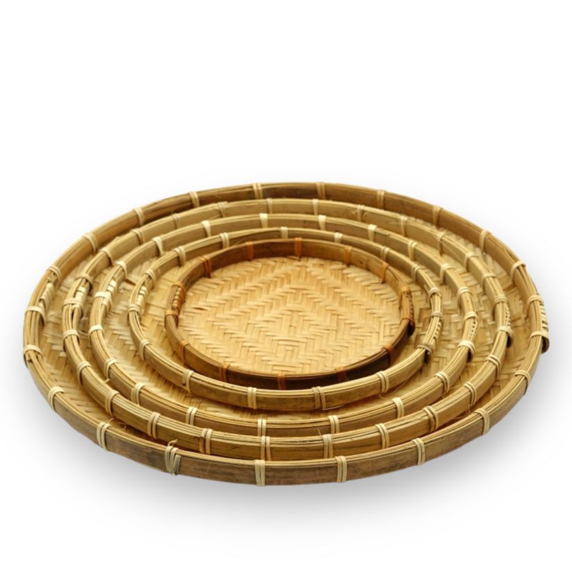 Mẹt tre đan kín, mẹt tre trang trí, dùng làm khay, decor