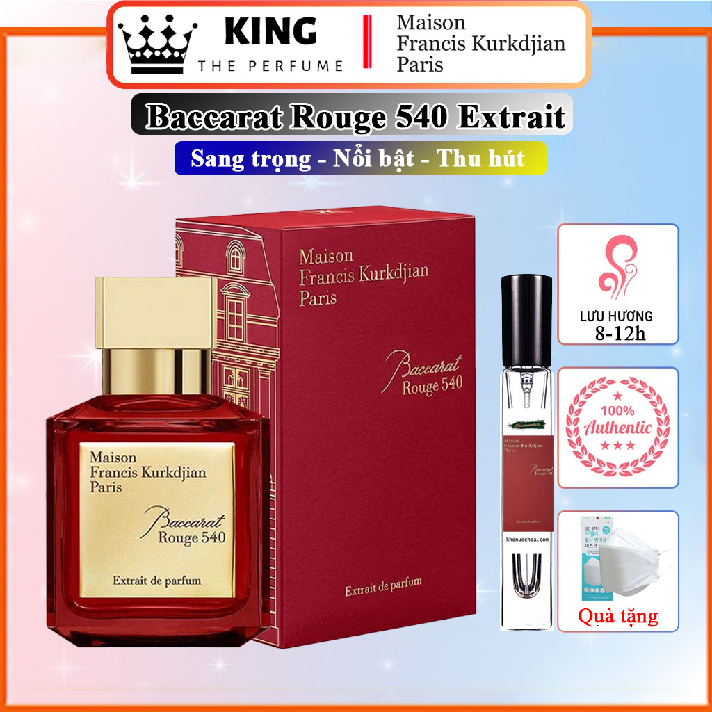 Nước hoa 𝗠𝗙𝗞 𝗕𝗔𝗖𝗔𝗥𝗔𝗧 540 𝗘𝗫𝗧𝗥𝗔𝗜𝗧 𝗗𝗘 𝗣𝗔𝗥𝗙𝗨𝗠 - mùi hương sang trọng, tinh tế, cuốn hút, nước hoa lưu hương lâu, chai chiết 5-10-20ml